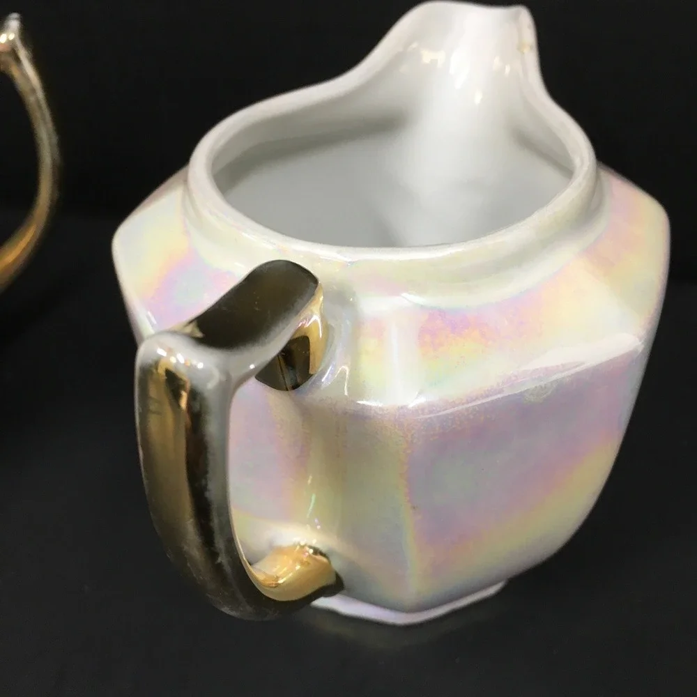 Vintage Eleanor Bavaria Hand Painted Lustreware Sugar‎ & Creamer Set